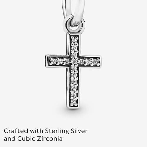PANDORA Sparkling Cross Dangle Charm - Faith Symbol Design with Cubic Zirconia Stones - Hand-Finished - Jewelry for Her with Gift Box - Compatible with Moments & ME Charm Bracelets - Sterling Silver thumbnail 4