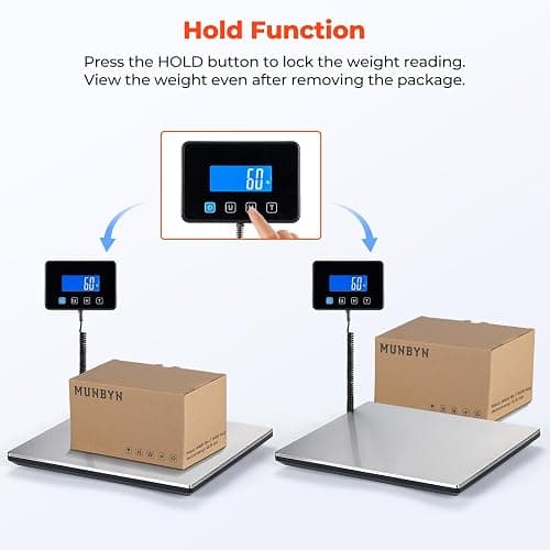 MUNBYN Shipping Scale, 440lb/1.8oz Digital Postal Scale for Packages with Hold/Tare Function, Backlit LCD, Battery & Cable Included, Postage Scale for Small Business, Packages, Luggage, and Home Use thumbnail 4