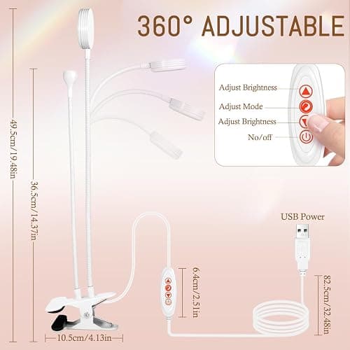 AORAEM LED Nail Lamp Double-Headed UV LED Light Quicky-Dry Duck Neck UV Lamp Dryer Curing Light with Portable Gooseneck and Clamp Flash Cure U V Light for Gel Nails Professional Home DIY Salon White thumbnail 5