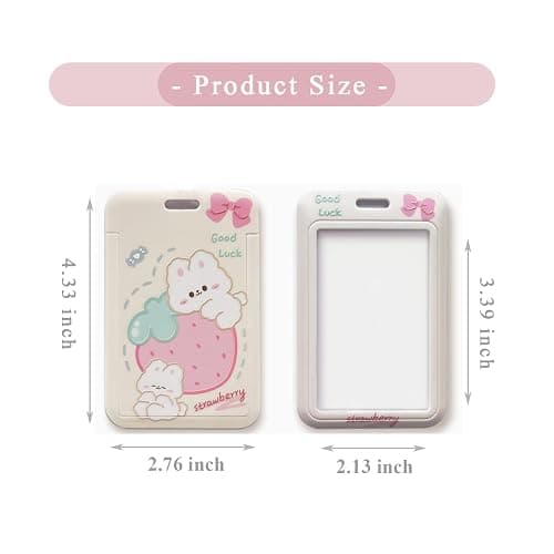 2 Pcs Photocard Holder PC Holder ID Badge Holder with Keychain Hard Shell Protective Photo Sleeves (White and Yellow) thumbnail 3
