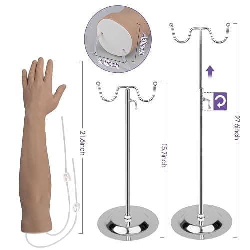 SimCoach Phlebotomy Practice Kit for Injection Training, IV Practice Kit with Phlebotomy Arm, Venipuncture and Blood Draw Practice Kit for Medical Students, Black thumbnail 7