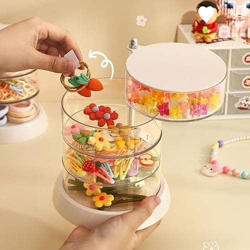 5-Layers Rotating Small Jewelry Boxes, Travel Jewelry Box Tray Case with Lid for Earrings Hair Accessories & Beauty Supplies Necklaces Bracelets Watches, Gift for Women Teen Girls thumbnail 8