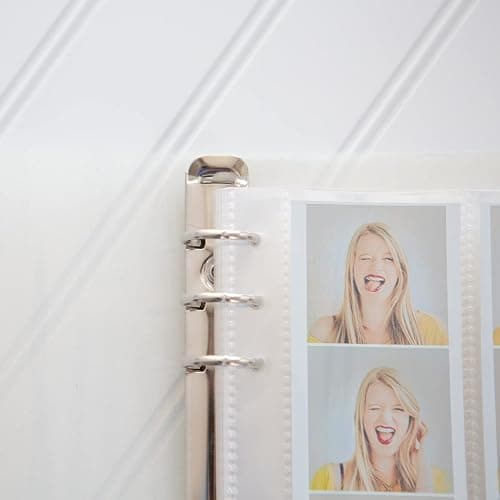 Photo Booth Photo Album - 6 Ring Glitter Notebook Sparkle Binder With 20 2x6 Photo Sleeves - Fits 80 Slide In Photobooth Strips (2x6, QUARTZ) thumbnail 3