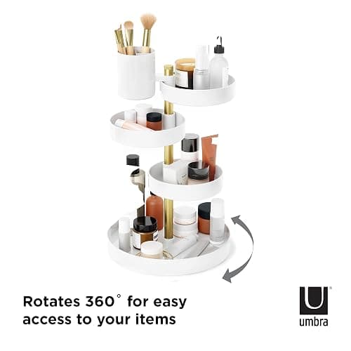 Umbra Pirouette Cosmetic Organizer Whte/Brass thumbnail 4