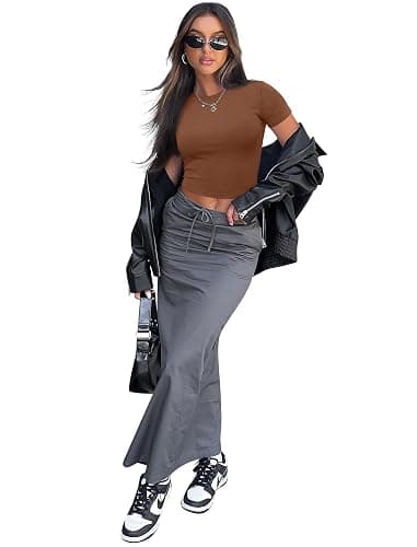 SAMPEEL Crop Tops for Women Summer Trendy Tight Tshirts 2024 Slim Fit thumbnail 5