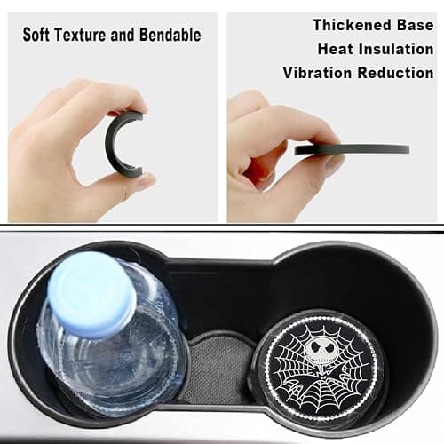2PCS Nightmare Before Christmas Jack Skellington Car Cup Holders Coasters,Black Silicone Anti-Slip Car Coasters,2.75 Inch thumbnail 3