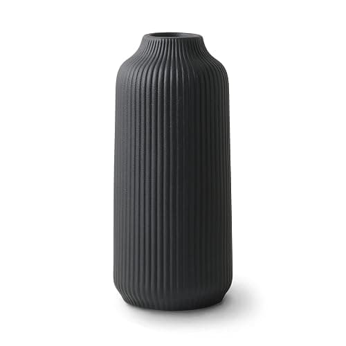 flature Ceramic Vase in Nordic Style, Decovase Large for Pampas Grass as Boho Deco, Vase Black Matt 8 inch for Flowers, Scandinavian Design Home Decoration for Fresh Flowers, Dried Flowers (Size M) - Image 1