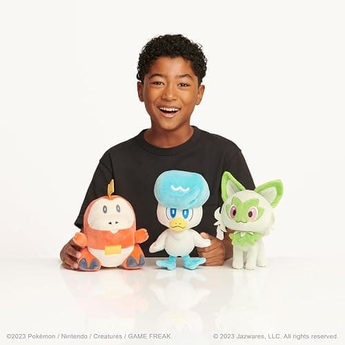 Pokémon Paldea First Partner Plush 3 Pack - 8-Inch Pokémon Plush of Fuecoco, Quaxly, and Sprigatito thumbnail 2