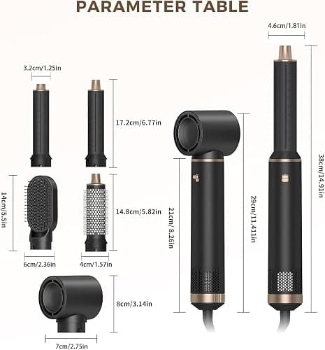 Dryhsip Brosse Soufflante 5 en 1, Brosse Chauffante Brushing et Air Styler avec Têtes Amovibles (fer Friser, Volumatrice, Lissante, Boucleur), Seche Cheveux de Voyage Légers pour Femmes et Hommes thumbnail 8