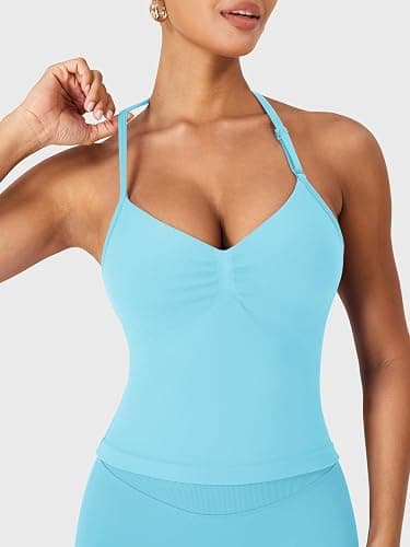 YEOREO SoftHue Impact Longline Strappy Top Women's Halter Workout Tank Tops Backless Gym Longline with Adjustable Strap thumbnail 3