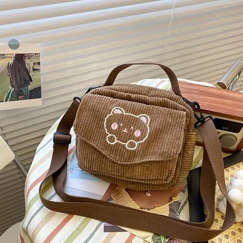 AWXZOM small cute Corduroy Crossbody bag min Kawaii Purse Crossbody Bag small Kawaii Wallet small Kawaii Crossbody Bag thumbnail 5