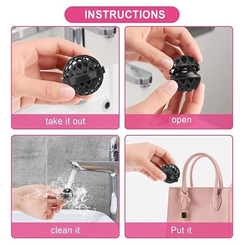 3 Pack Purse Cleaning Balls - Bag Cleaner Balls for Spotless Purses - Sticky Balls Remove Dust, Dirt, and Crumbs - Ideal for Bags, Backpacks - Pink/Black/White - Effortless Purse Cleaning thumbnail 3