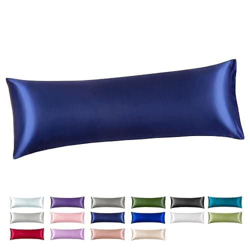 Satin Body Pillow Cover, Navy Blue Silky Cooling Satin-Silk Body Pillow Cases with Envelope Closure (20x54, Navy Blue) - Image 1