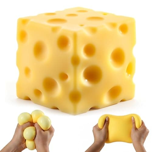 Big Cheese Squishy, 4.3" Jumbo Cheese Cube Block Squishy Toy, Giant Slow Rising Sensory Fidget Squeeze Toy, Easter Basket Stuffers, Large Stress and Anxiety Relief Toy for Adults & Teens - Image 1
