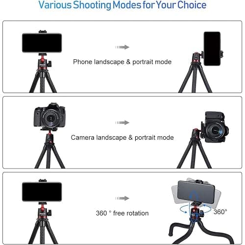 ULANZI Camera Tripod, Mini Flexible Stand w Hidden Phone Holder w Cold Shoe Mount, 1/4'' Screw f Magic Arm, Universal f iPhone 17 16 15 14 Pro Max XS Max X Samsung Canon Nikon Sony DJ Pocket 3 Cameras thumbnail 5