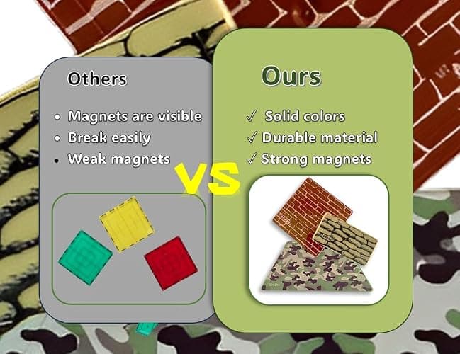 Military Battlefield Base Magnetic Tiles Building Blocks - Army War Themed Playset for Imaginative Military Building and Learning - STEM Education Toy WW1 WW2 - Great Birthday Gift for Boys thumbnail 5