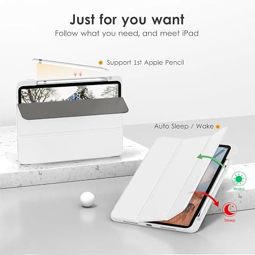 VIKESI Case for iPad (A16) 11-inch 2025 and iPad 10th Generation 10.9 Inch 2022, Clear Back and TPU Shockproof Frame Cover [Built-in Pencil Holder, Support Auto Sleep/Wake] - White thumbnail 5