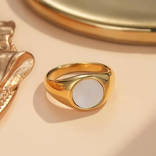 YeGieonr Gold Rings for Women Trendy Non Tarnish Chunky Gold Plated Ring, Waterproof Stainless Steel Gold Jewelry Gift thumbnail 4