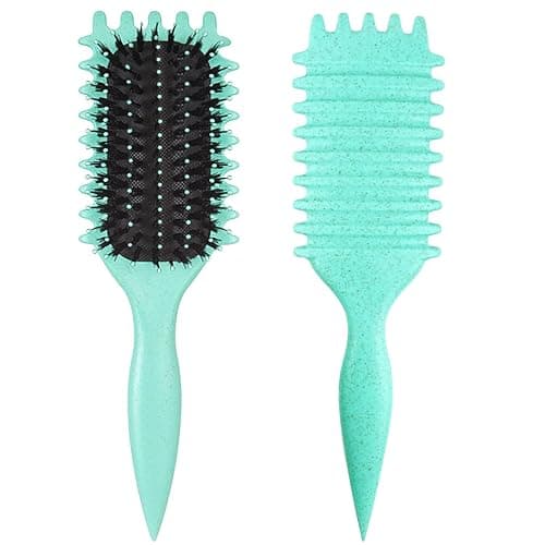 1 PCS Curly Hair Brush, Curl Defining Brush, Curly Hair to Reduce Pulling (Green) - Image 1