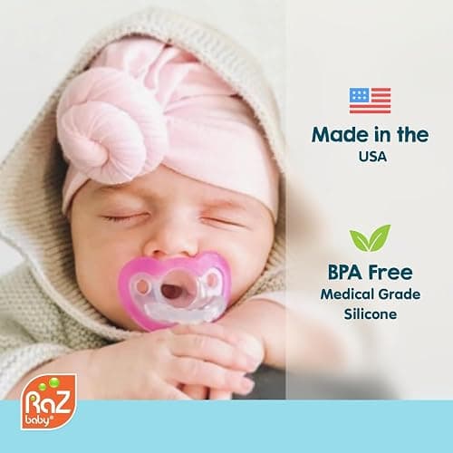 RaZbaby Jollypop Pacifier for Babies 3 Months and Up, USA Made, Natural Shaped Orthodontic Binky, Lovingly Shared in NICUs & Hospitals Worldwide, Medical-Grade 100% BPA-Free, 0-3m (Variety, 4 Count) thumbnail 4
