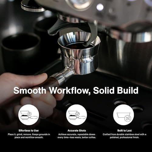Crema Coffee Products 54mm Dosing Funnel | Compatible with Breville 54mm Portafilter Dual Boiler Oracle Espresso Machines | Stainless Steel | Prevents Spillage Waste | Easy Clean Fit thumbnail 3