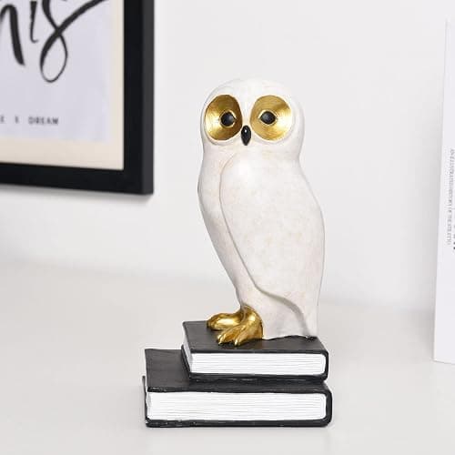 Kakizzy Book Ends for Shelves, Owl Decorative Bookends Bronze Bird Book Stopper Unique Kids Book Holders with Anti-Slip Base Luxurious Bookends for Kids Rooms Office Home Decor(White) thumbnail 8