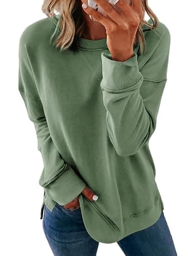 Dokotoo Women's Casual Crew Neck Sweatshirt Loose Soft Long Sleeve Pullover Tops - Image 1