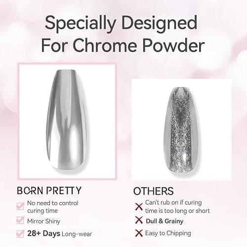 Born Pretty Top Coat Gel U V für Chrom-Nagelpuder 15ML - Metallic U V Nagellack Shiny Lang Anhaltendes Überlack Soak-Off U V/LED Nagellack Gel Geschenk für Nagelstudio DIY Home thumbnail 2