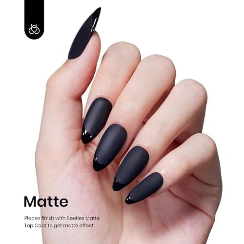 Beetles Black Gel Polish, 1 Pcs 15ml Audrey Black Nail Polish Color Gel Nail Polish Soak Off Art Manicure Salon DIY Uv Lamp Nail Design Decoration at Home thumbnail 4