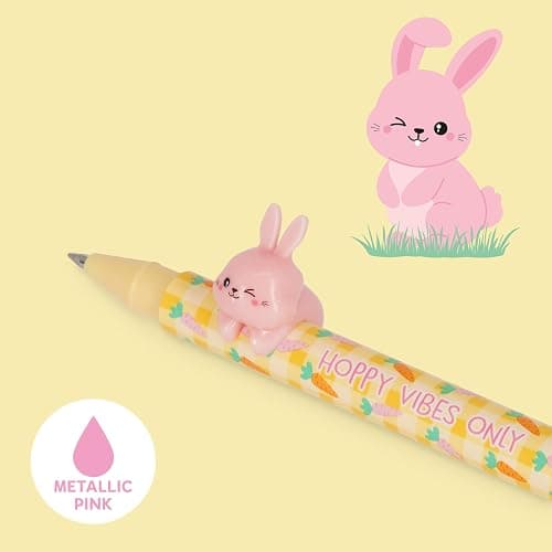 Legami - Set di 2 Penne Gel Lovely Friends, Hoppy Easter, Edizione Limitata, Animaletto Decorativo Rimovibile e Ricombinabile, Evita il Rotolamento, Inchiostro Rosa e Viola thumbnail 5