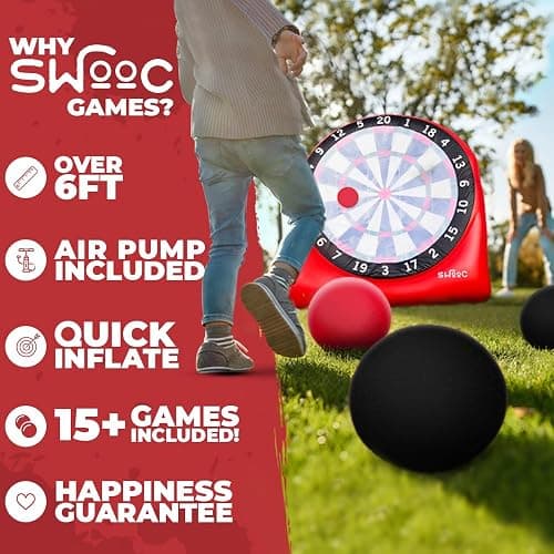 SWOOC Games - Premium Inflatable Giant Kick Darts (15+ Ways to Play) - Jumbo Soccer Dartboard w/Air Pump - Big Carnival Games - Giant Outdoor Games - Oversized Dart Board Yard & Lawn Game Kids & Adult thumbnail 3