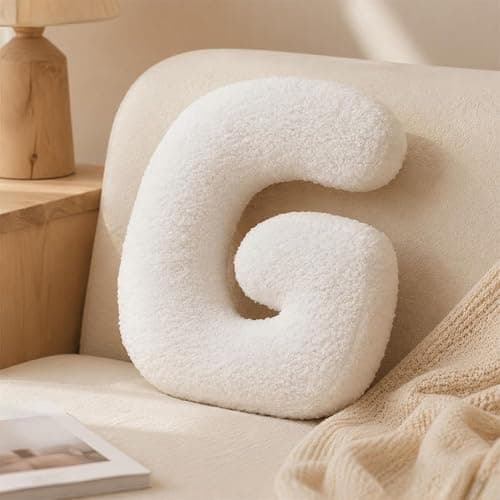 Shapeazy Letter Plush Pillow, Letter Hugging Throw Pillows, Decorative Initial Letter Shaped Throw Pillows for Bed Couch, Letter Pillows English Alphabet A to Z for Sofa Bedroom Living Room Decor (G) - Image 1