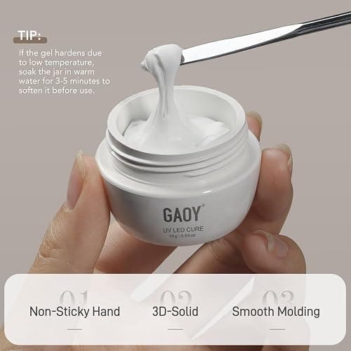 GAOY White 3D Sculpting Gel for Nail Art, 15g Solid Nail Gel Non-Sticky Hard for Carving Molding and Building thumbnail 3