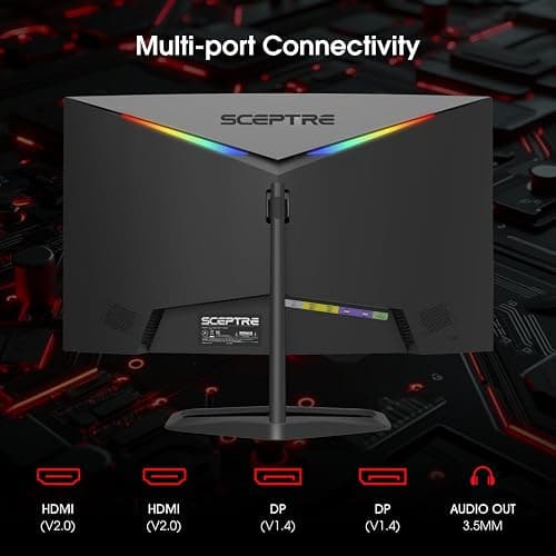 Sceptre New Curved 24.5-inch Gaming Monitor up to 240Hz 1080p R1500 1ms DisplayPort x2 HDMI x2 Eye Care Build-in Speakers, Machine Black 2026 (C255B-FWT240 Series) thumbnail 5
