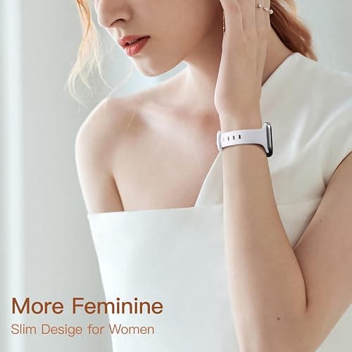 Lerobo Thin Slim Bands Compatible with Apple Watch 40mm 38mm 44mm 45mm 46mm 42mm 41mm 49mm SE iWatch Bands Ultra 3 2 1 Series 11 10 9 8 7 6 5 4 3 2 1 for Women Men, Soft Narrow Sport Strap Wristband thumbnail 4