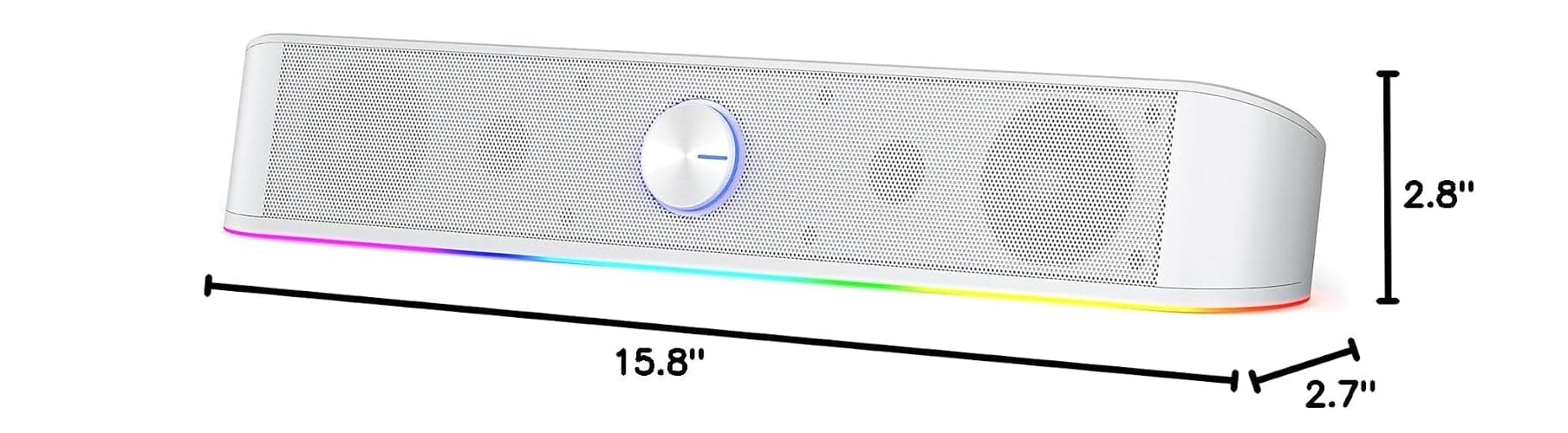 Redragon GS560 RGB Desktop Soundbar, 2.0 Channel Computer Speaker with Dynamic Lighting Bar Audio-Light Sync/Display, Touch-Control Backlit with Volume Knob, USB Powered w/ 3.5mm Cable, White thumbnail 10