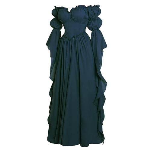 Vibsion Medieval Renaissance Costume Dress Regency Dresses for Women Victorian thumbnail 2