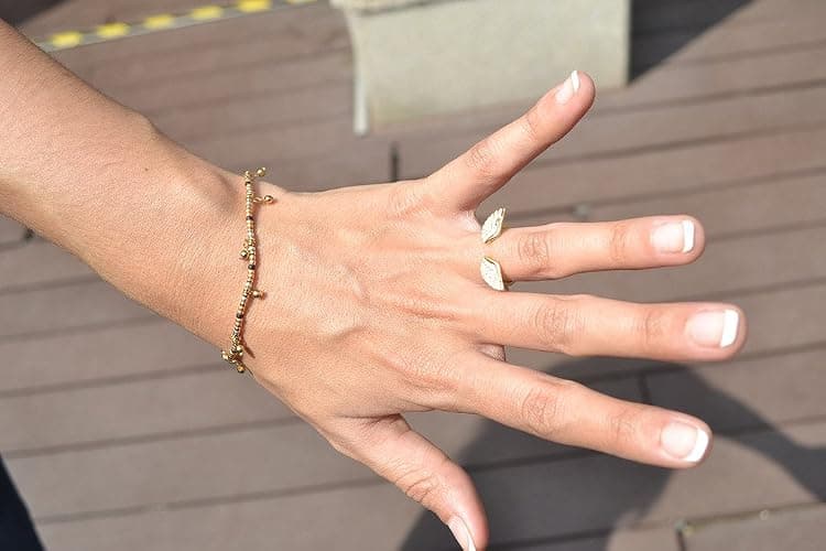 LEMON GRASS Angle Wing Ring Open Adjustable Plated with 14K Yellow Gold thumbnail 3
