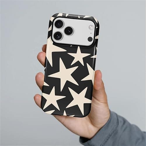 ilikediy for iPhone 17 Pro Case, Cute Cool Star Black Hybrid 2 Layer Hard Shell Silicone Protective Pattern Design Case thumbnail 6