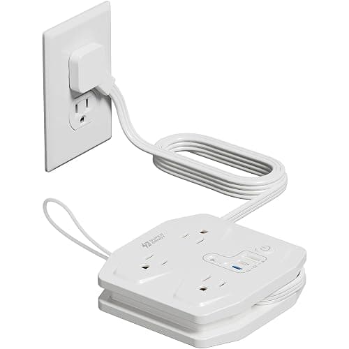20W Travel Power Strip SUPERDANNY 3-Foot Wrap Up Extension Cord with 3 Outlets and 3 Fast Charging USBs, No Surge Protector Cruise Approved Portable Mini Travel Charger for Home Office Hotel, White thumbnail 8