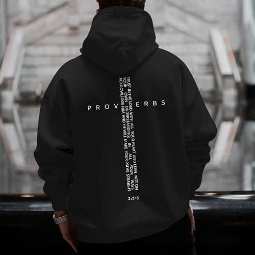 Lubpow Christian Hoodies for Men Inspirational Religious Faith Cross Sweatshirts Vintage Bible Verse Graphic Hoodie Pullover thumbnail 3