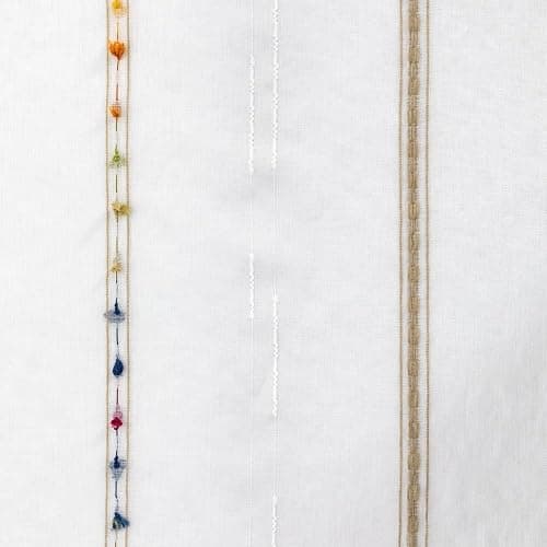 pureaqu Faux Linen Stripe Pattern Sheer Curtains for Bedroom/Kids Embroidered Colorful Rainbow Semi Sheer Voile Window Curtain for Living Room Rod Pocket Tulle W39 x L84 Inch 1 Panel thumbnail 7
