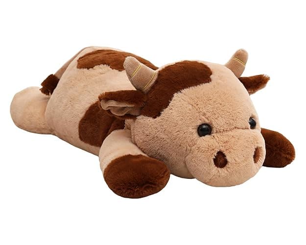 YESGIRL 25.6 inch 5 lbs Cow Weighted Stuffed Animals, Large Weighted Plush Animal, Cute Plush Toy Pillow, Soft Kawaii Plushie Gifts for Adults, Kids, Boys and Girls - Image 1