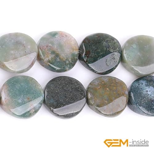 GEM-Inside Indian Agate Gemstone Loose Beads Natural 16mm Twisted Coin Crystal Energy Stone Power for Jewelry Making 15" thumbnail 5