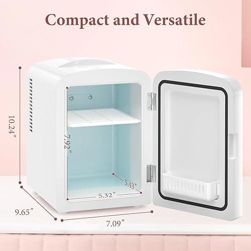 Xbeauty Skincare Mini Fridge With Dimmable LED Mirror, 4L Mini Makeup Refrigerator for SkinCare, Cosmetics, Food & Drinks, Portable Small Refrigerator for Bedroom, Dorm, Car, Office, white thumbnail 3