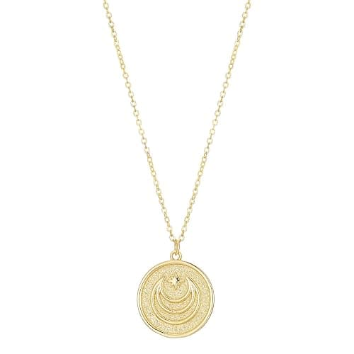 Ldqshanz Dainty Necklace Initial Necklace For Women Round Moon star Clover Pendant Chain Coin Necklaces thumbnail 3