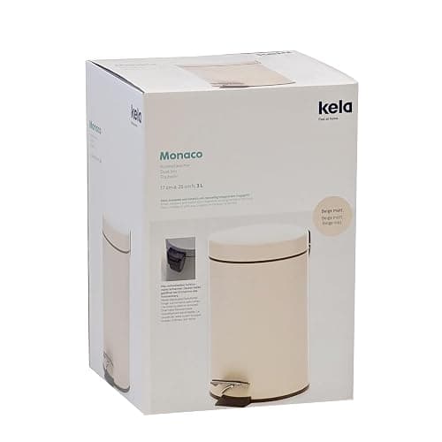 kela Kosmetikeimer 3L MONACO, Metall Tretmülleimer Badzimmer, WC, Küche, Badmülleimer mit herausnehmbarem Einsatz, beige matt thumbnail 8
