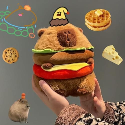 CHDBLOCK Hamburger Capybara Plush Toy - 11 Inch Cute Capybara Stuffed Animal, Kawaii Capibara Plushie for Kids and Adults Hamburger Plush thumbnail 5