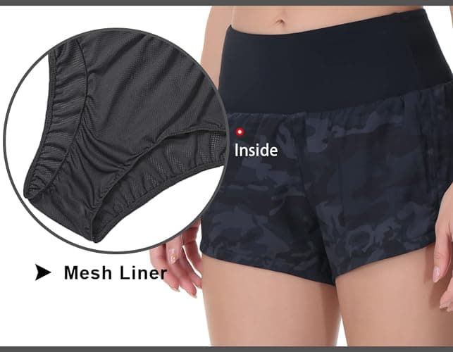 THE GYM PEOPLE Womens High Waisted Running Shorts Quick Dry Athletic Workout Shorts with Mesh Liner Zipper Pockets thumbnail 6