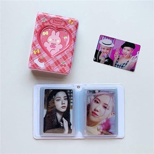 3 Inch Photocard Album Mini Photo Album, Love Heart Hollow Photocard Id Holder 40 Pockets With Bear Pendant thumbnail 5